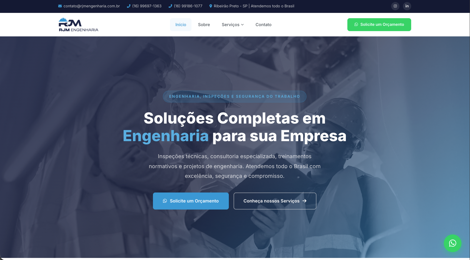 Website RJM Engenharia